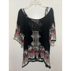 Angie Top‎ S Floral Dark Fairy Bell Sleeve BOHO
